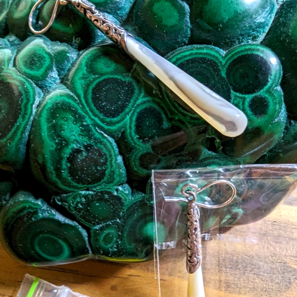 NWT mother of pearl drop earrings in sterling silver